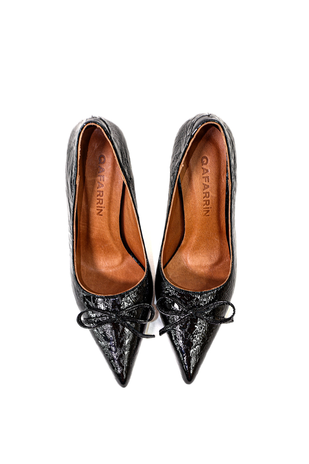 Qafarrin MARQUISE – Siyah Rugan Hakiki Dana Deri Stiletto