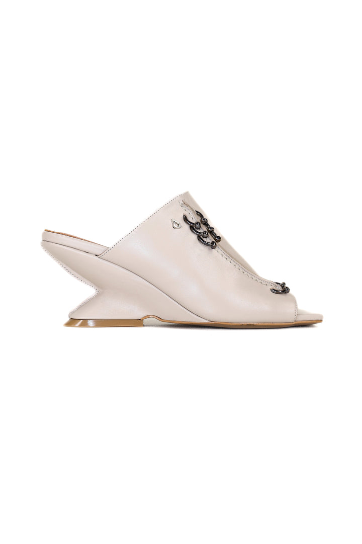 QAFARRIN LEXA VANILLE MATTE – Mat Vanilya Tonlu Prime-Cut Hakiki Dana Deri Sculptural Heel Mule