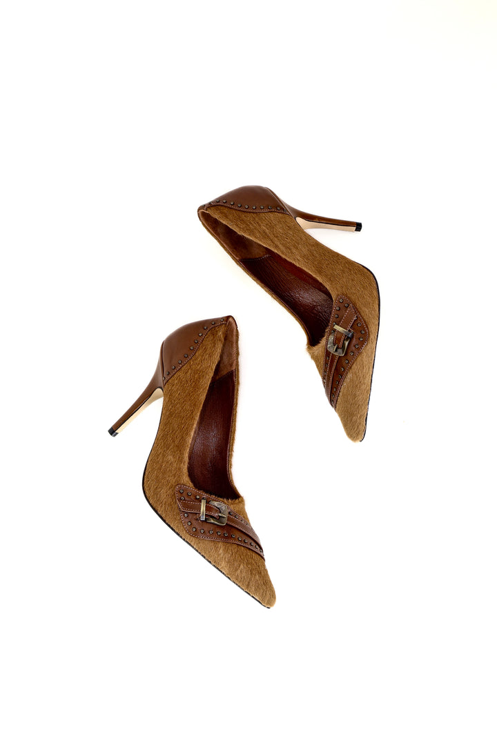 QAFARRIN DRAX – Natural Pony Hair Sculpted Stiletto Pump