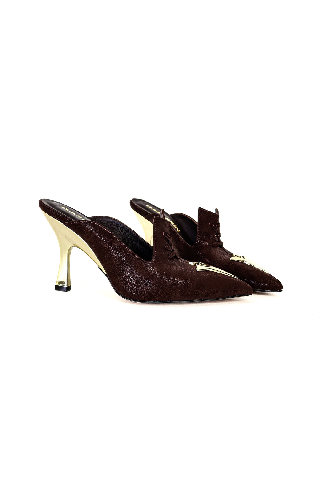 QAFARRIN MAJESTRA REVORA – Hakiki Dana Deri 7 CM Metal Kitten Heel Mule