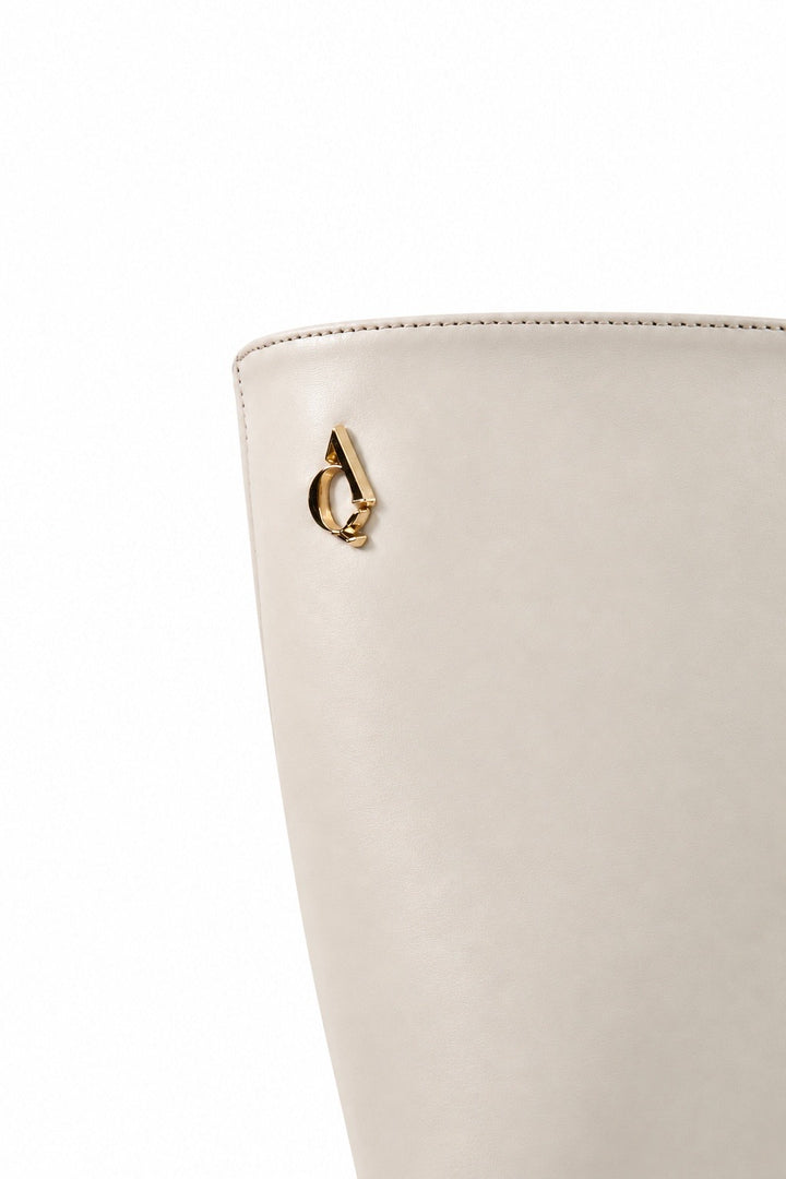QAFARRIN VYREN – Ivory Hakiki Dana Deri Sculptural Wedge Çizme