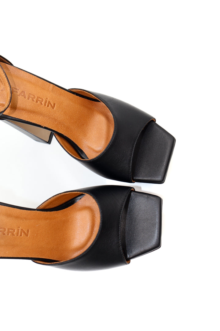 Qafarrin VERDELIA NOIR MATTE – Siyah Hakiki Dana Mat Deri Platform Topuklu Sandalet