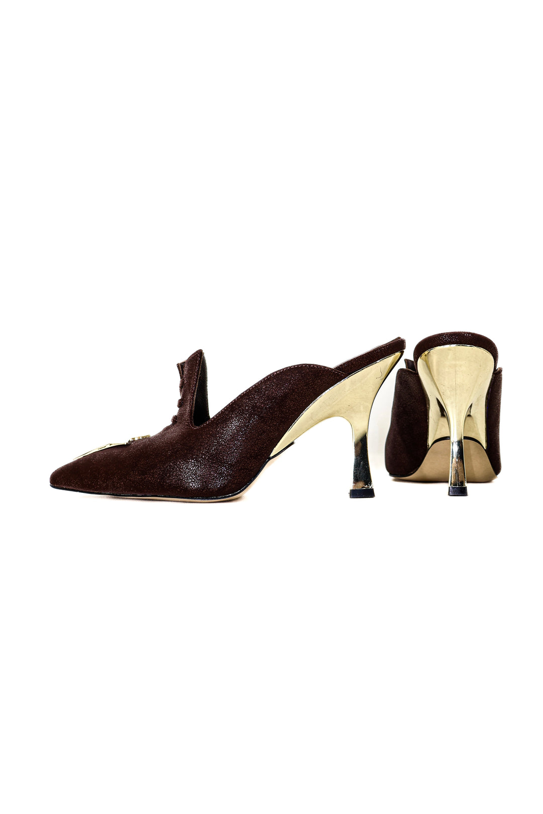 QAFARRIN MAJESTRA REVORA – Hakiki Dana Deri 7 CM Metal Kitten Heel Mule