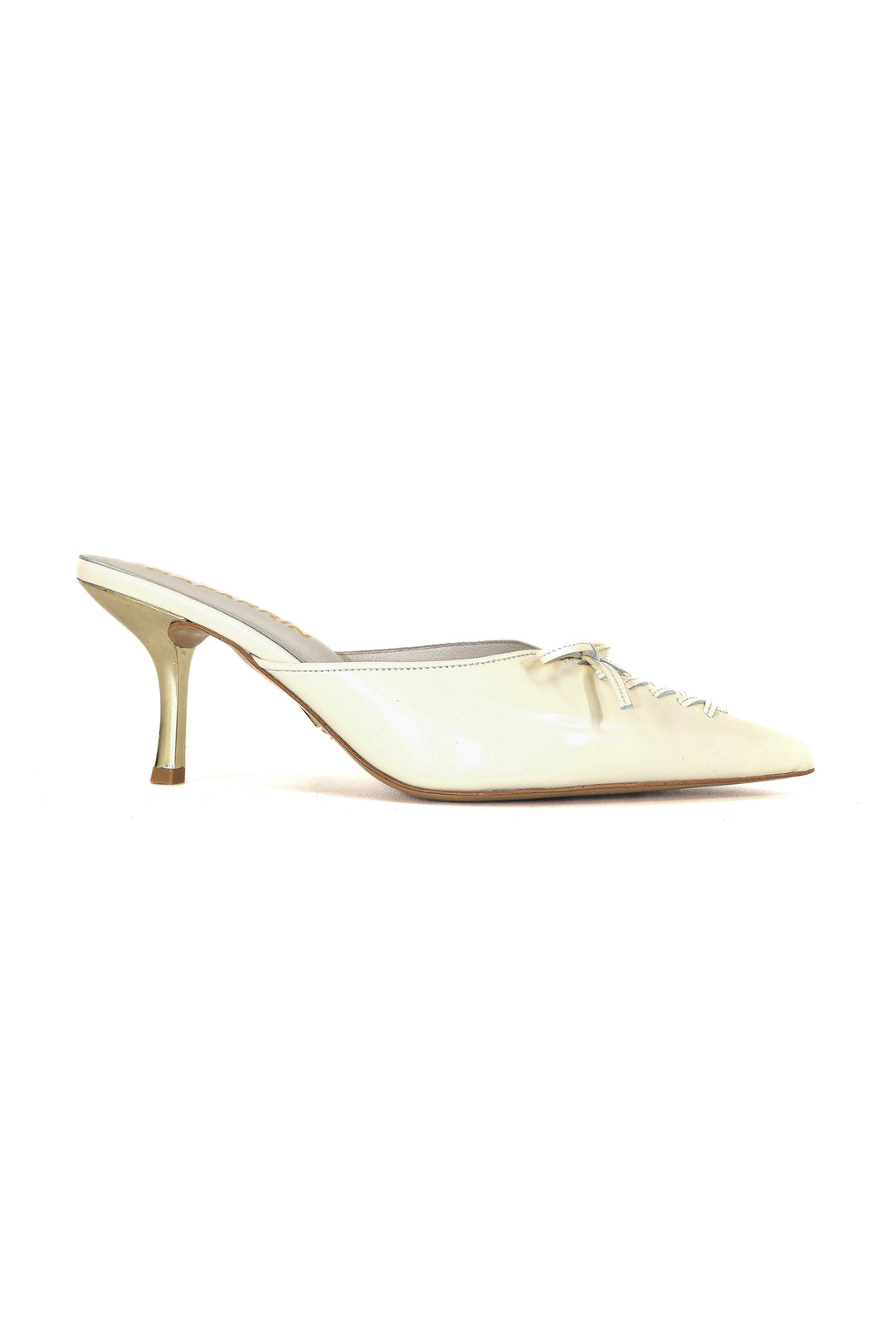 QAFARRIN VIOLA VANILLE – Vanilya Hakiki Dana Deri Kitten Heel Mule