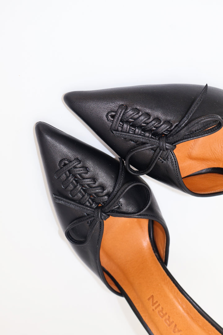 Qafarrin VIOLA SİYAH – Mat Siyah Hakiki Dana Deri Mule Stiletto