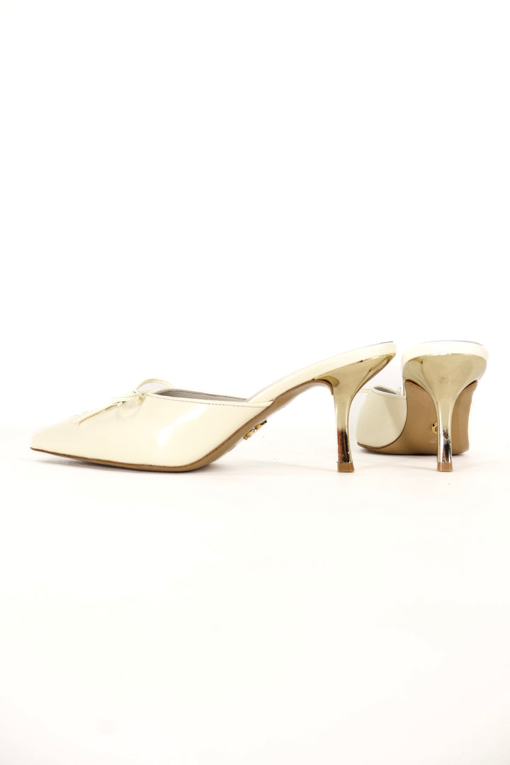 QAFARRIN VIOLA VANILLE – Vanilya Hakiki Dana Deri Kitten Heel Mule