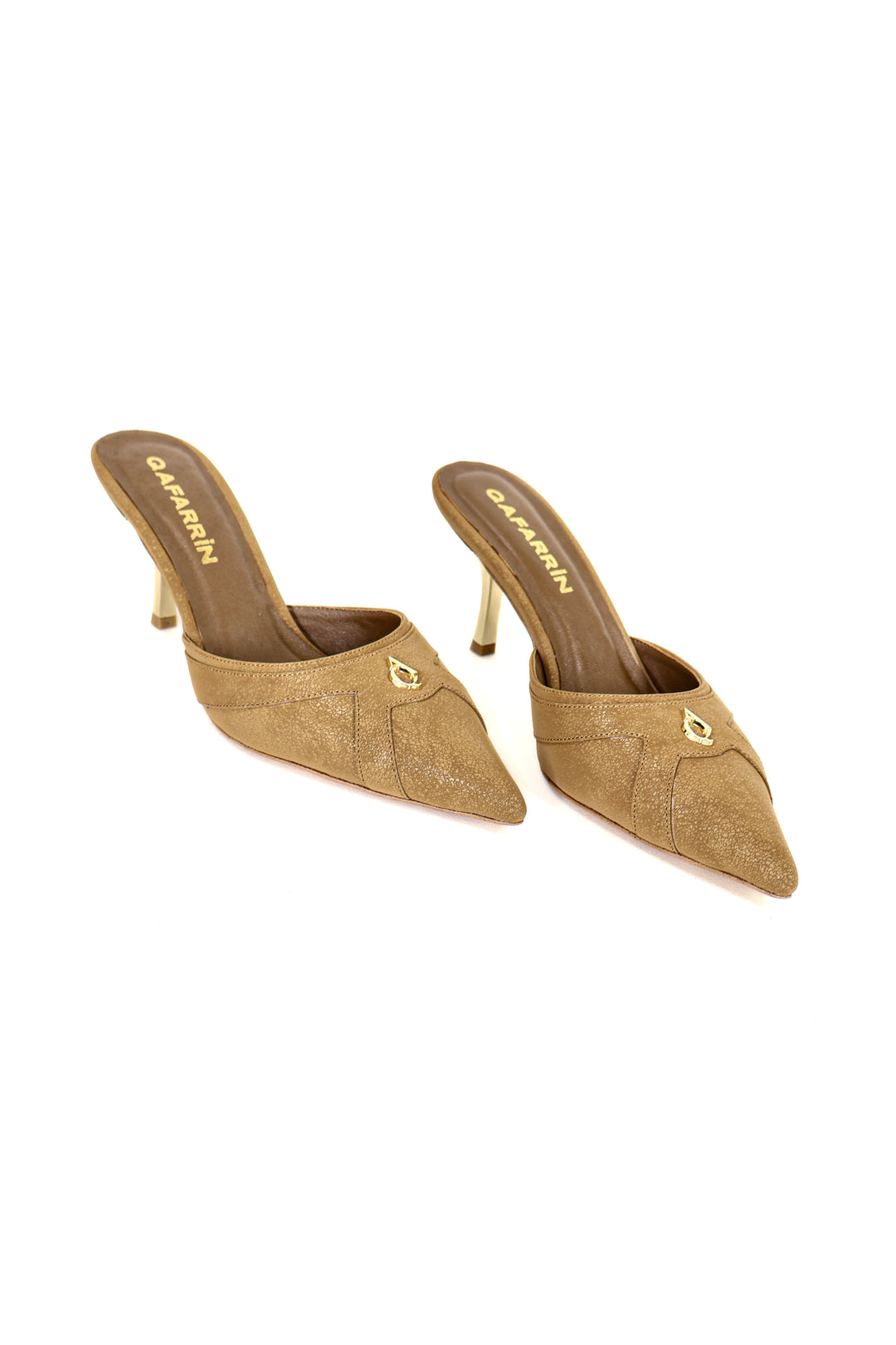 QAFARRIN THÉVRA SABLE TABAC – Hakiki Dana Deri 6 CM Kitten Heel Mule