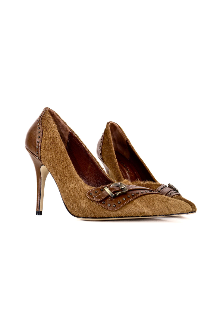 QAFARRIN DRAX – Natural Pony Hair Sculpted Stiletto Pump