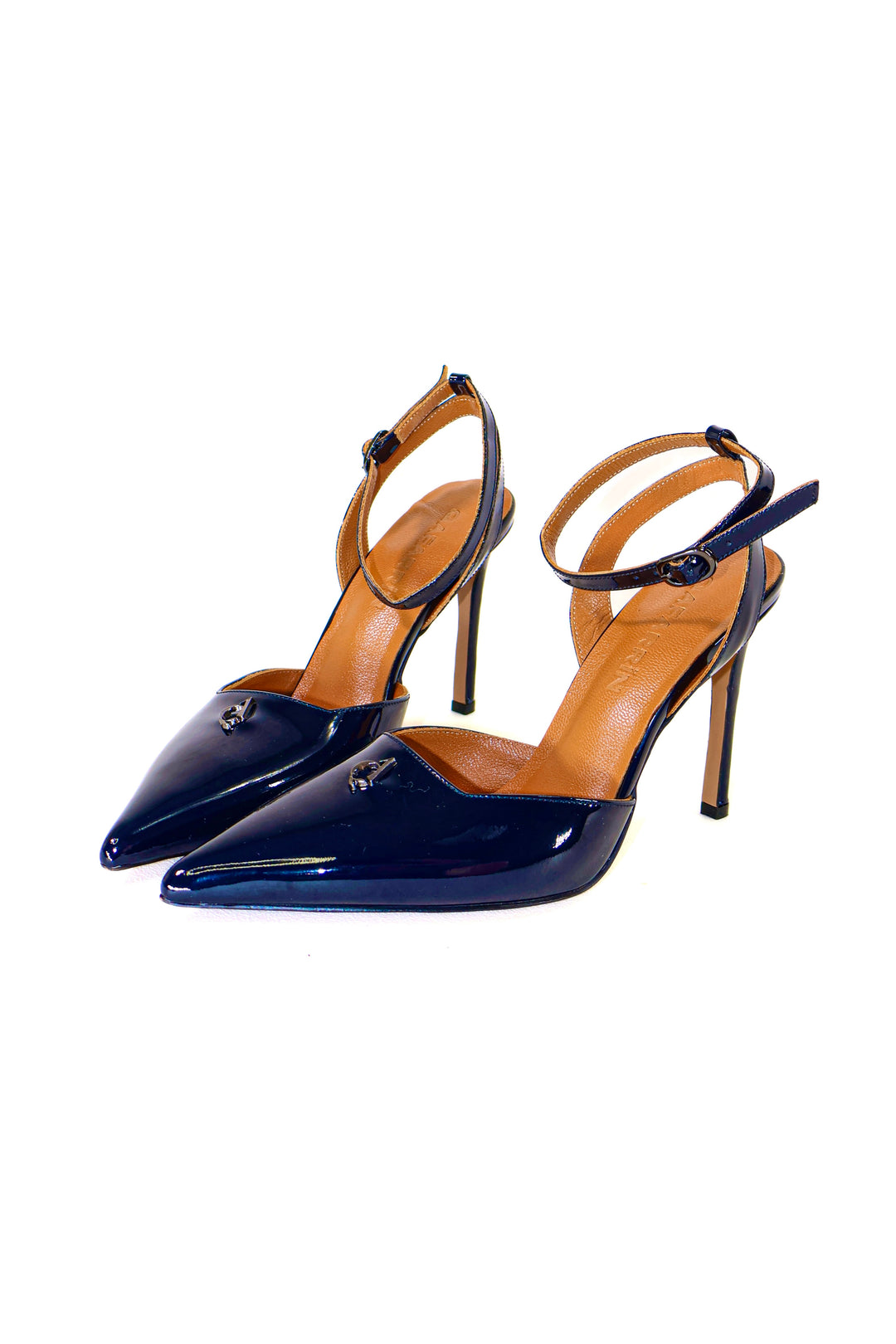 QAFARRIN AMBRÉA  Bleu Nuit  – Hakiki Dana Deri Slingback Stiletto