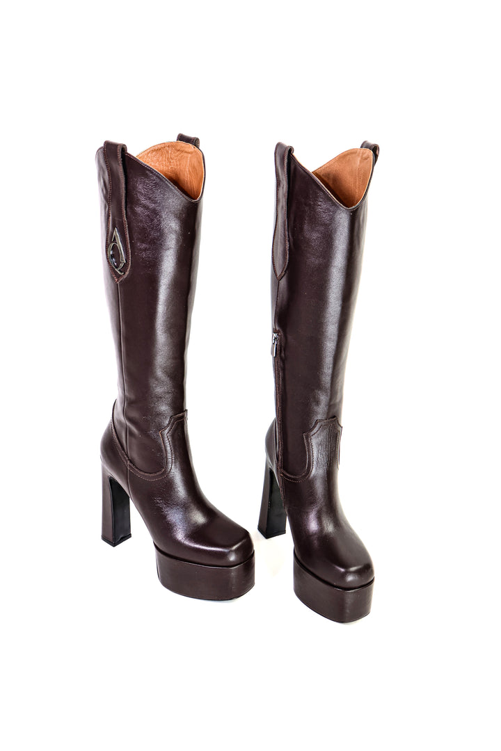 Qafarrin LORVÉN ESPRESSO – Prime-Cut Hakiki Dana Deri Platform Boot