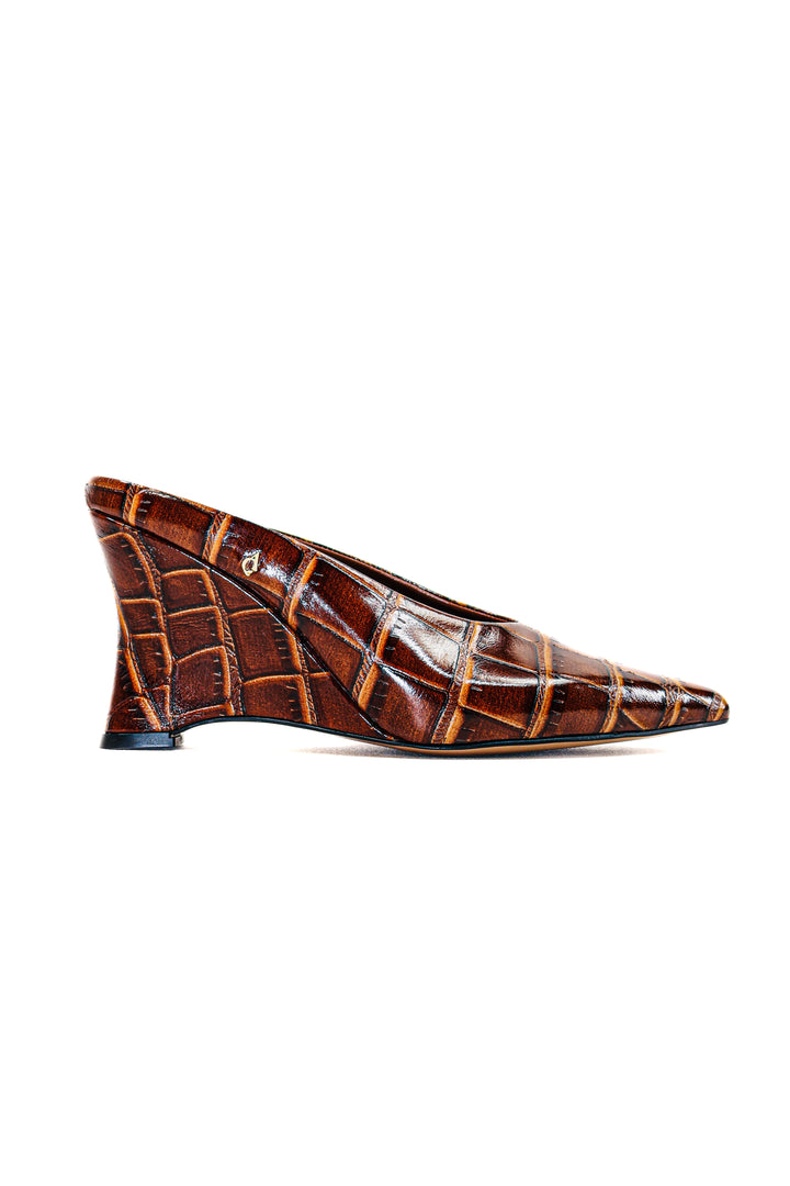 QAFARRIN VORY – Croco Rugan Prime Cut Genuine Calf Leather Sculpted Mule