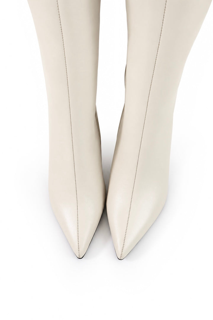 QAFARRIN VYREN – Ivory Hakiki Dana Deri Sculptural Wedge Çizme