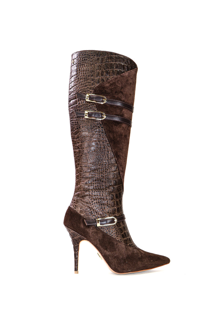 Qafarrin CRAVEN – Atelier-Crafted Cocoa Croco Couture Dana Deri Çizme