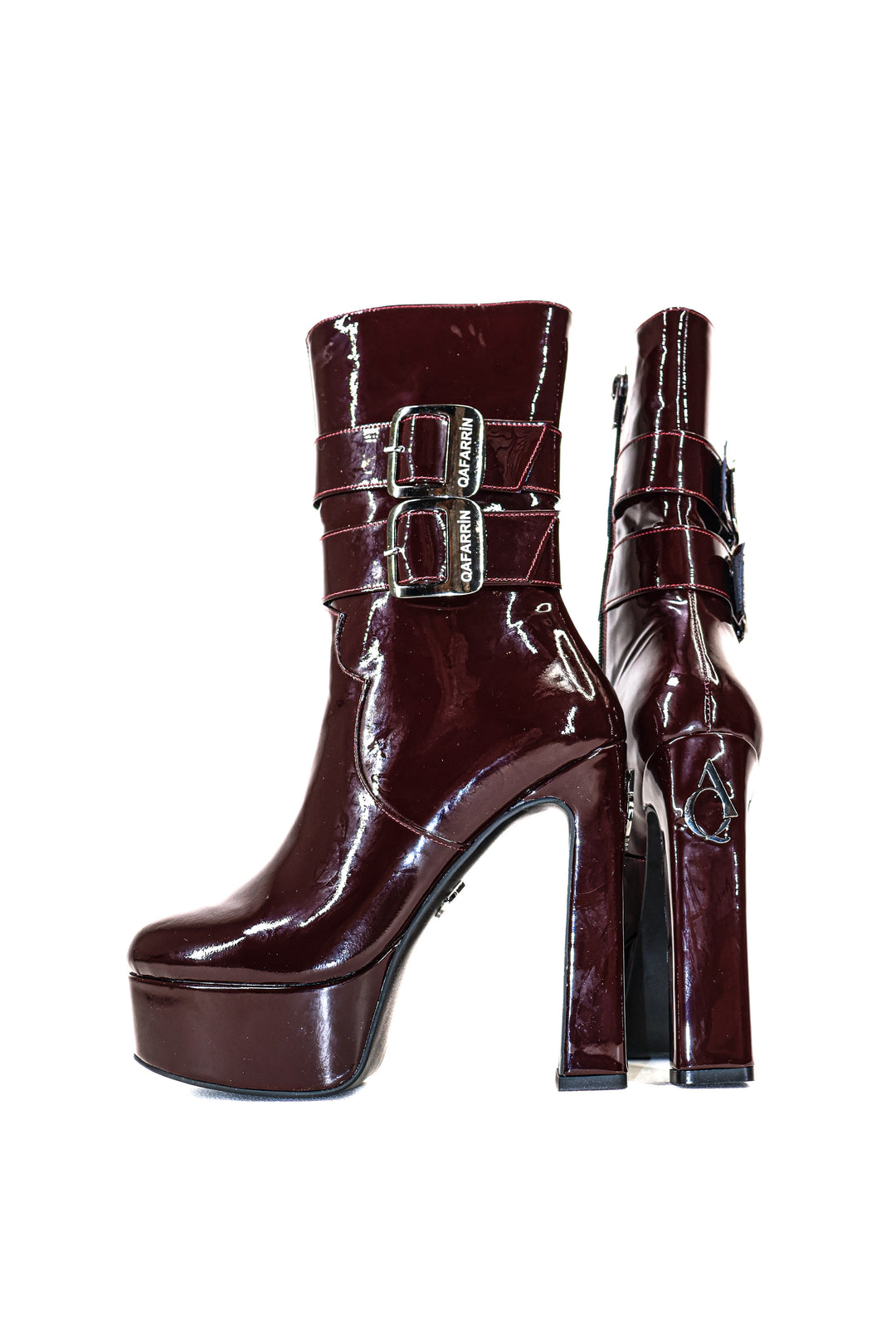 Qafarrin DIONEA – Bordo Rugan Hakiki Dana Derisi Atelier-Crafted Platform Couture Bot