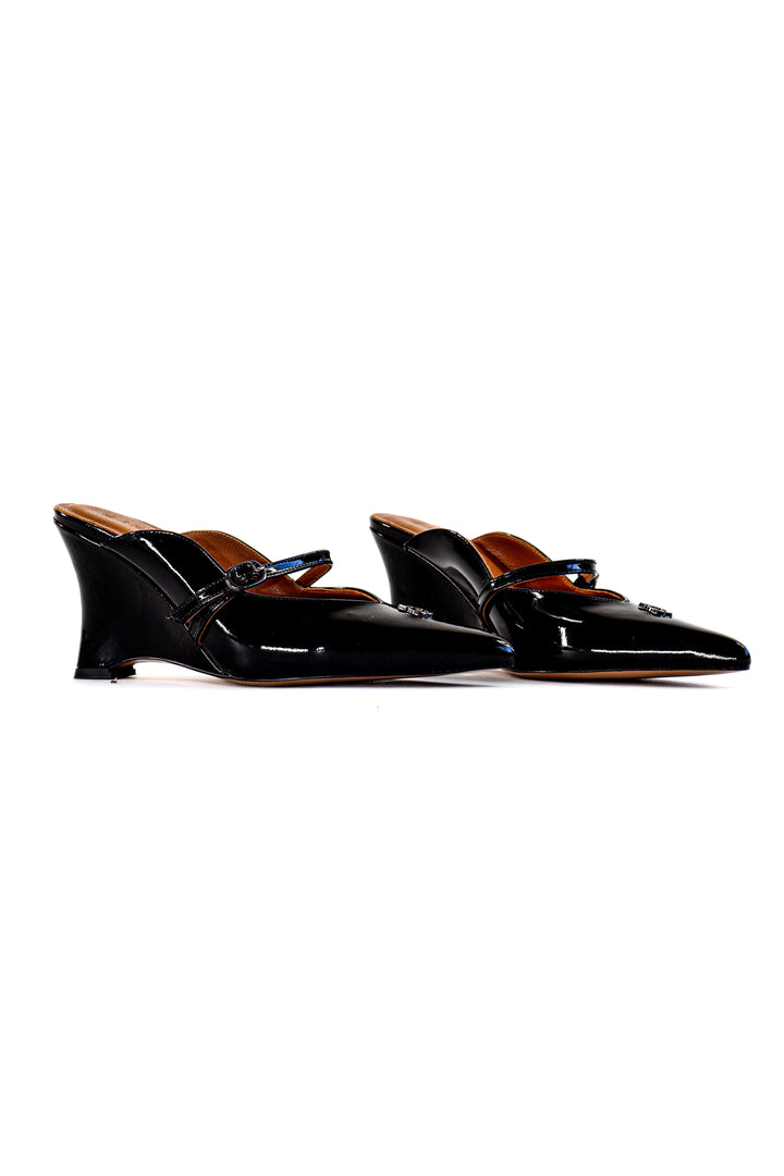 QAFARRIN COLETTE – Noir Rugan Prime Cut Hakiki Dana Deri Mule
