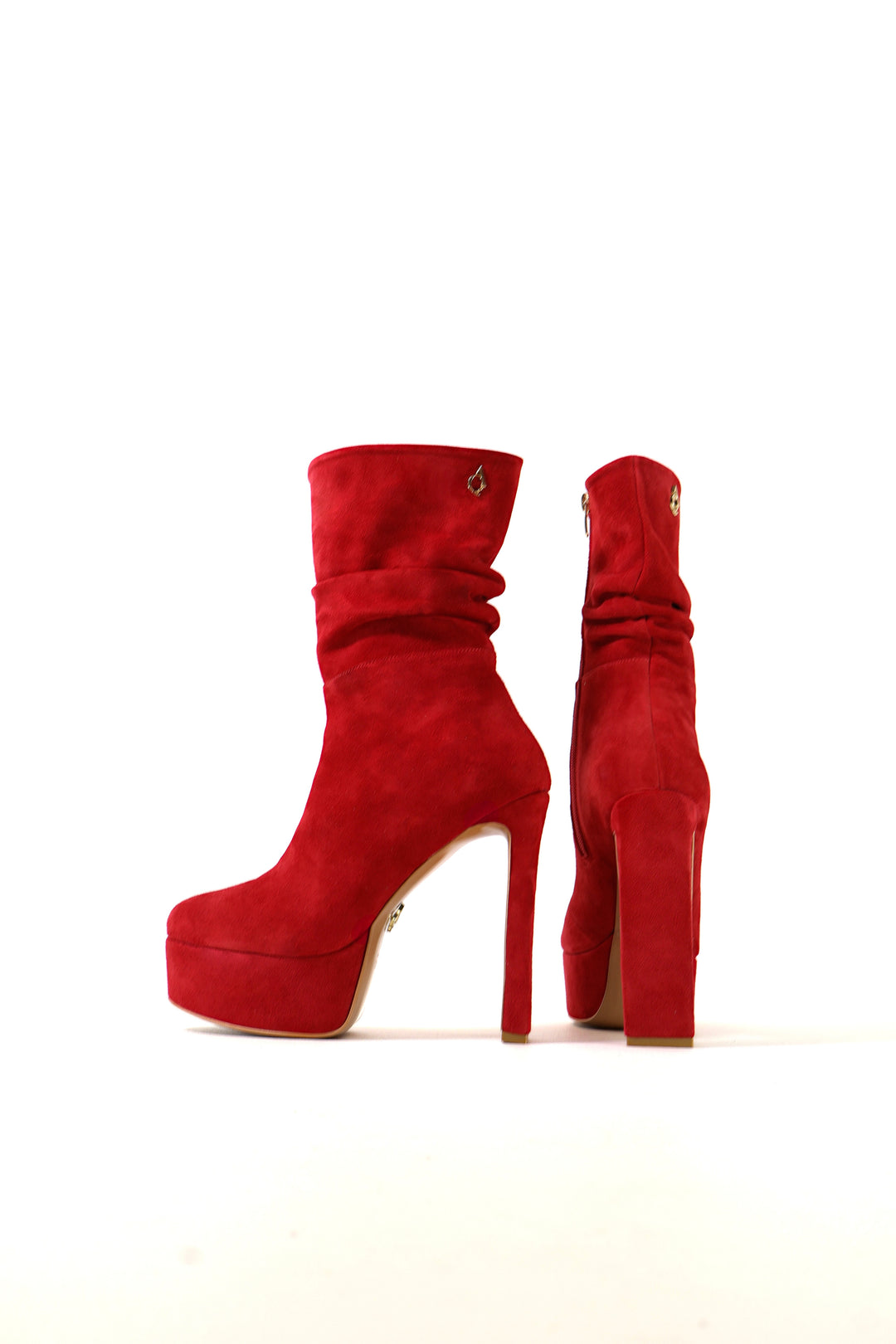QAFARRIN QÉRA – Scarlet Red Hakiki Dana Süet Deri Platform Bot