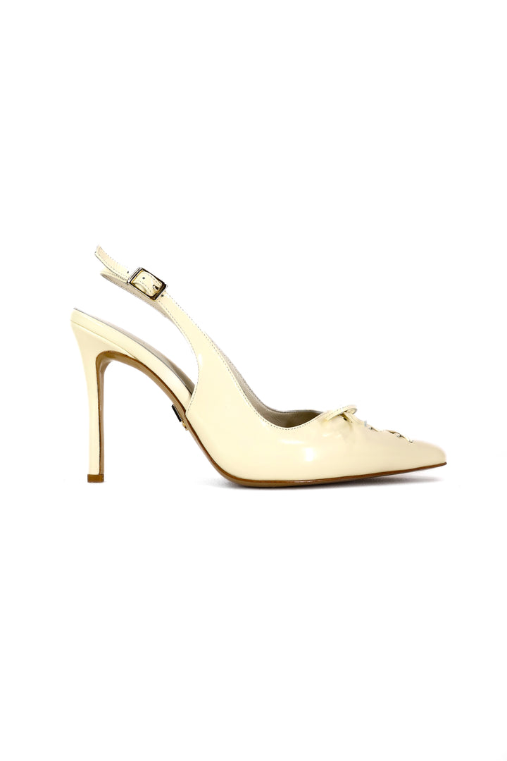 QAFARRIN AMOUR VANILLE – Vanilya Rugan Hakiki Dana Deri Slingback Stiletto