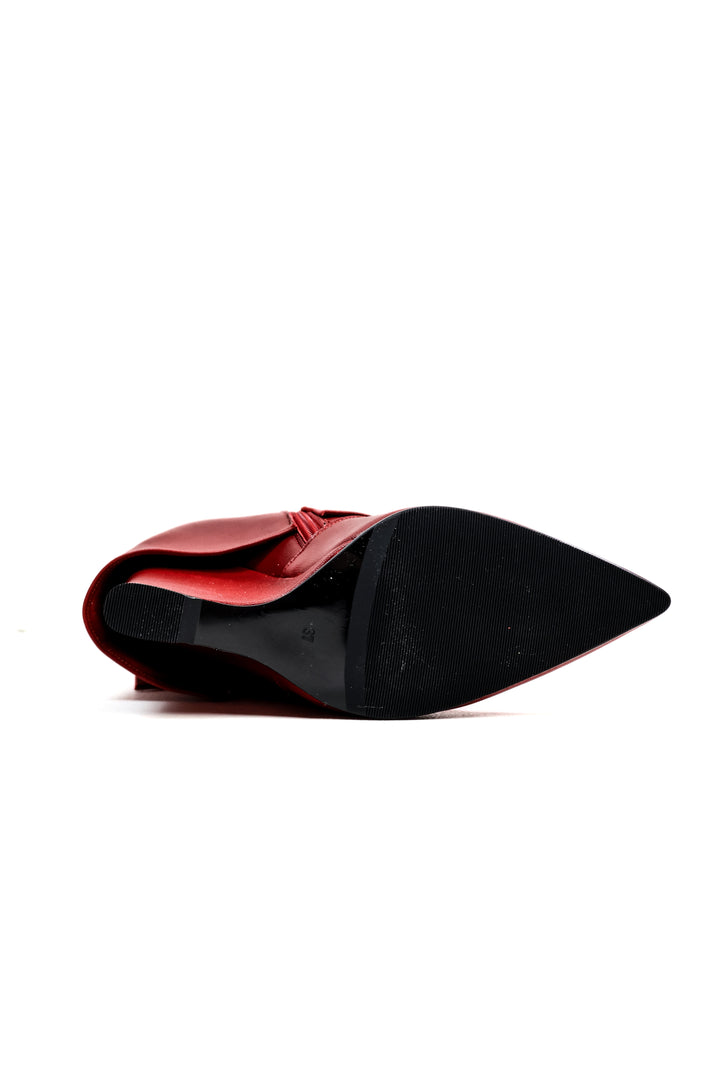 QAFARRIN VESPER – Deep Red Hakiki Dana Deri Sculptural Wedge Çizme