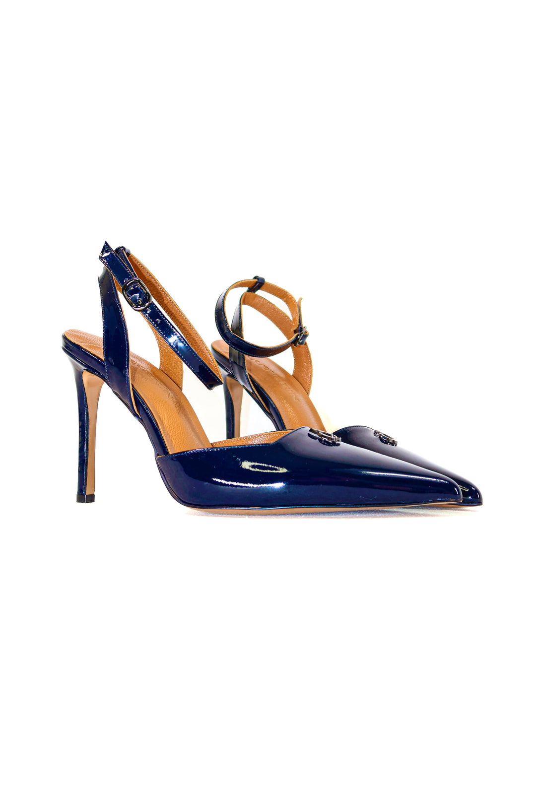 QAFARRIN AMBRÉA  Bleu Nuit  – Hakiki Dana Deri Slingback Stiletto