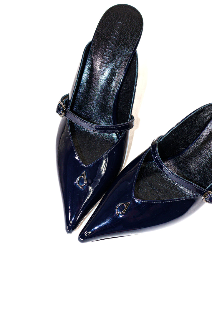 QAFARRIN COLETTE – Bleu Nuit Rugan Prime Cut Hakiki Dana Deri Mule