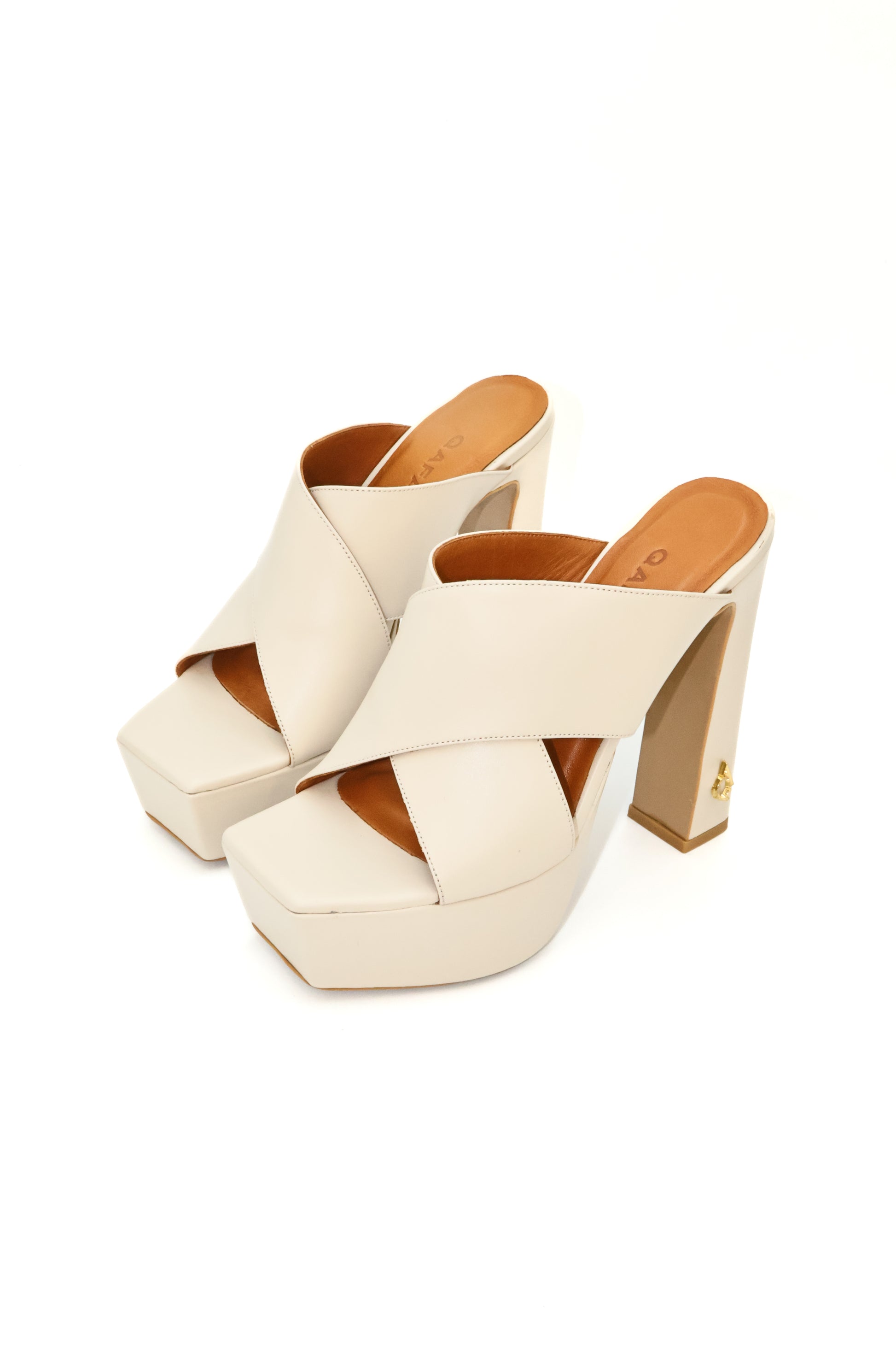 Qafarrin ALBARELLA CREMA – Bej Hakiki Dana Derisi Platform Mule