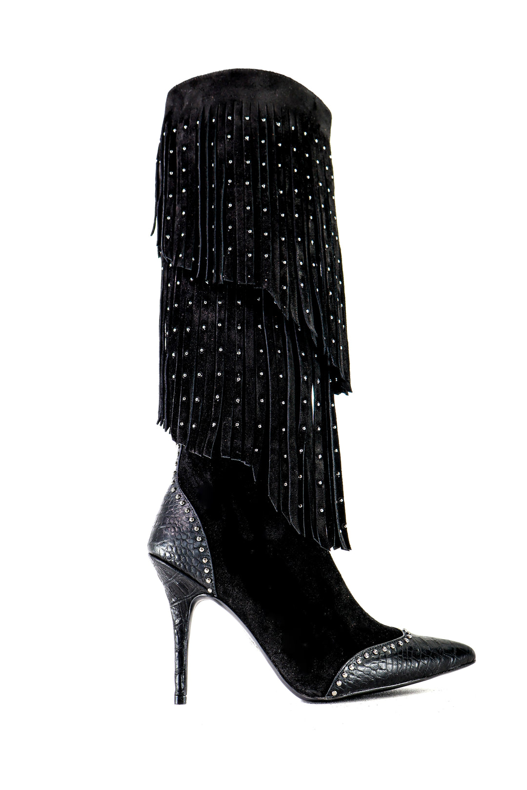 Qafarrin FIERA NOIR – Atelier-Crafted Western Couture Dana Deri Çizme