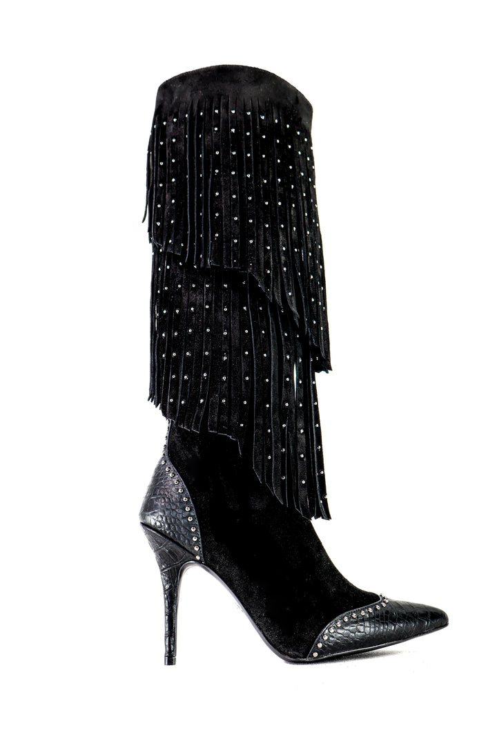 Qafarrin FIERA NOIR – Atelier-Crafted Western Couture Dana Deri Çizme