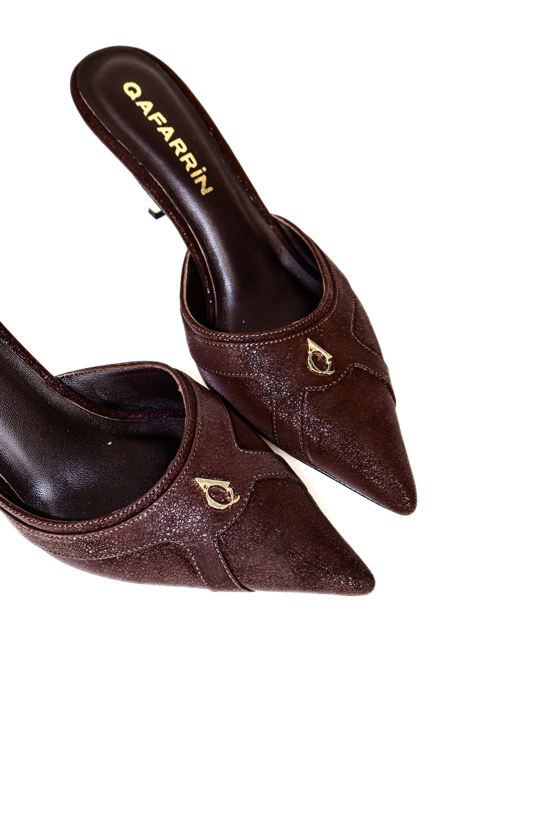 QAFARRIN THÉVRA CACAO NOIR – Hakiki Dana Deri 6 CM Kitten Heel Mule