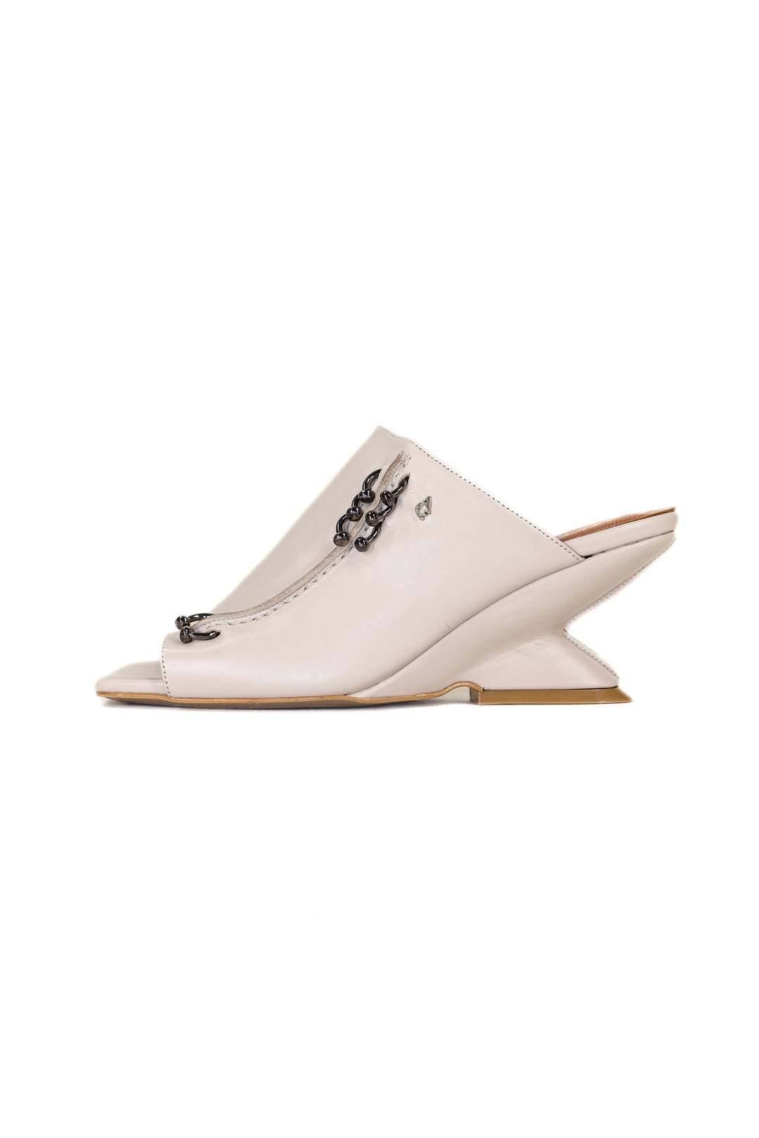 QAFARRIN LEXA VANILLE MATTE – Mat Vanilya Tonlu Prime-Cut Hakiki Dana Deri Sculptural Heel Mule