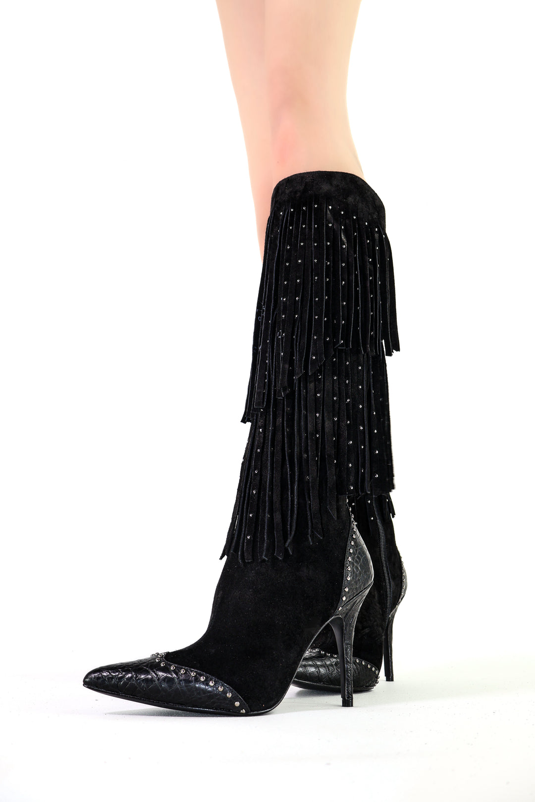 Qafarrin FIERA NOIR – Atelier-Crafted Western Couture Dana Deri Çizme