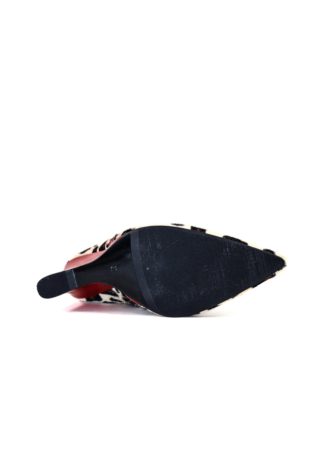 QAFARRIN LILLET – Leopard Print Hakiki Tay Tüyü Cherry Red Deri Detaylı Geometrik Dolgu Topuk Diz Altı Çizme