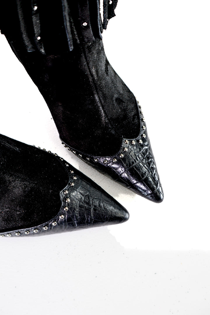 Qafarrin FIERA NOIR – Atelier-Crafted Western Couture Dana Deri Çizme