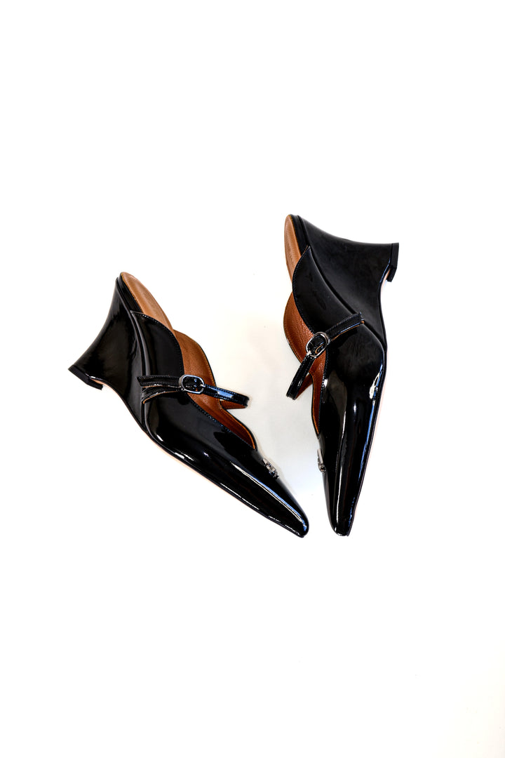 QAFARRIN COLETTE – Noir Rugan Prime Cut Hakiki Dana Deri Mule
