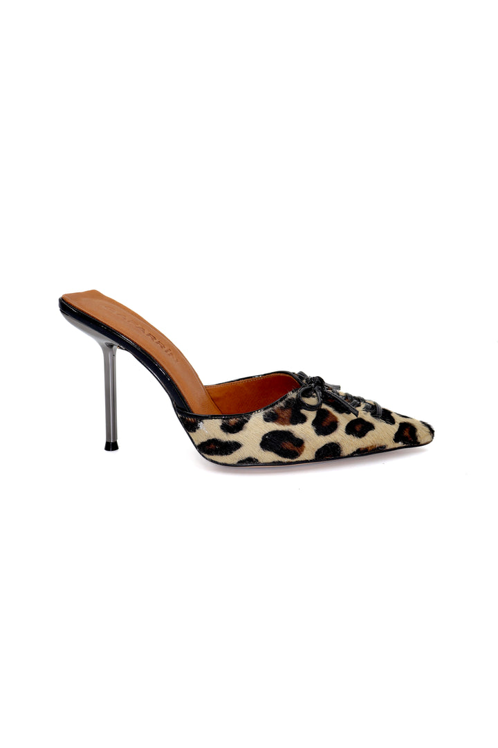 Qafarrin VIOLA LEOPARD – Hakiki Tay Deri Mule Stiletto