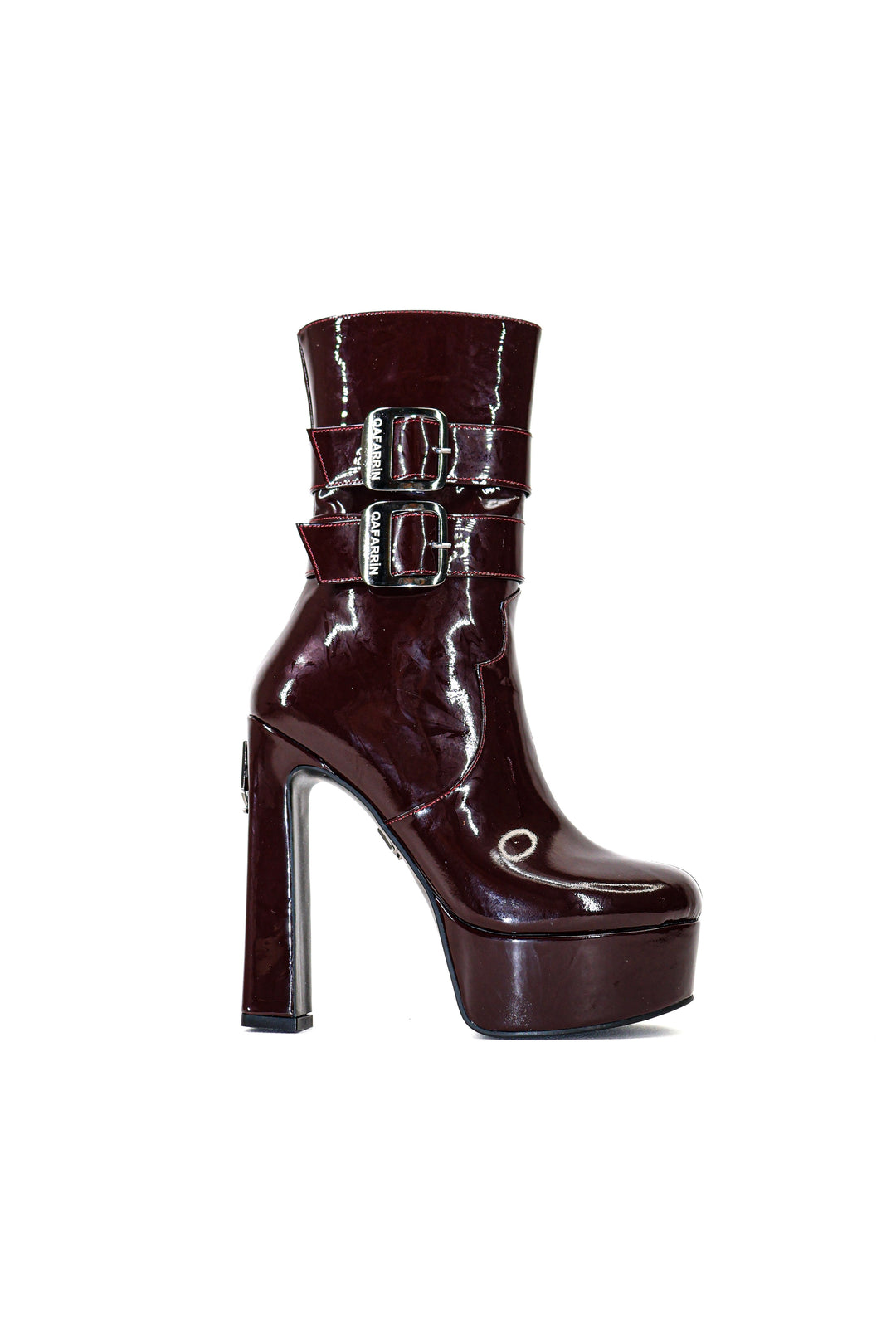 Qafarrin DIONEA – Bordo Rugan Hakiki Dana Derisi Atelier-Crafted Platform Couture Bot