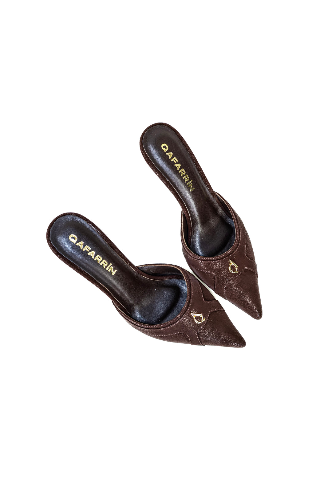 QAFARRIN THÉVRA CACAO NOIR – Hakiki Dana Deri 6 CM Kitten Heel Mule