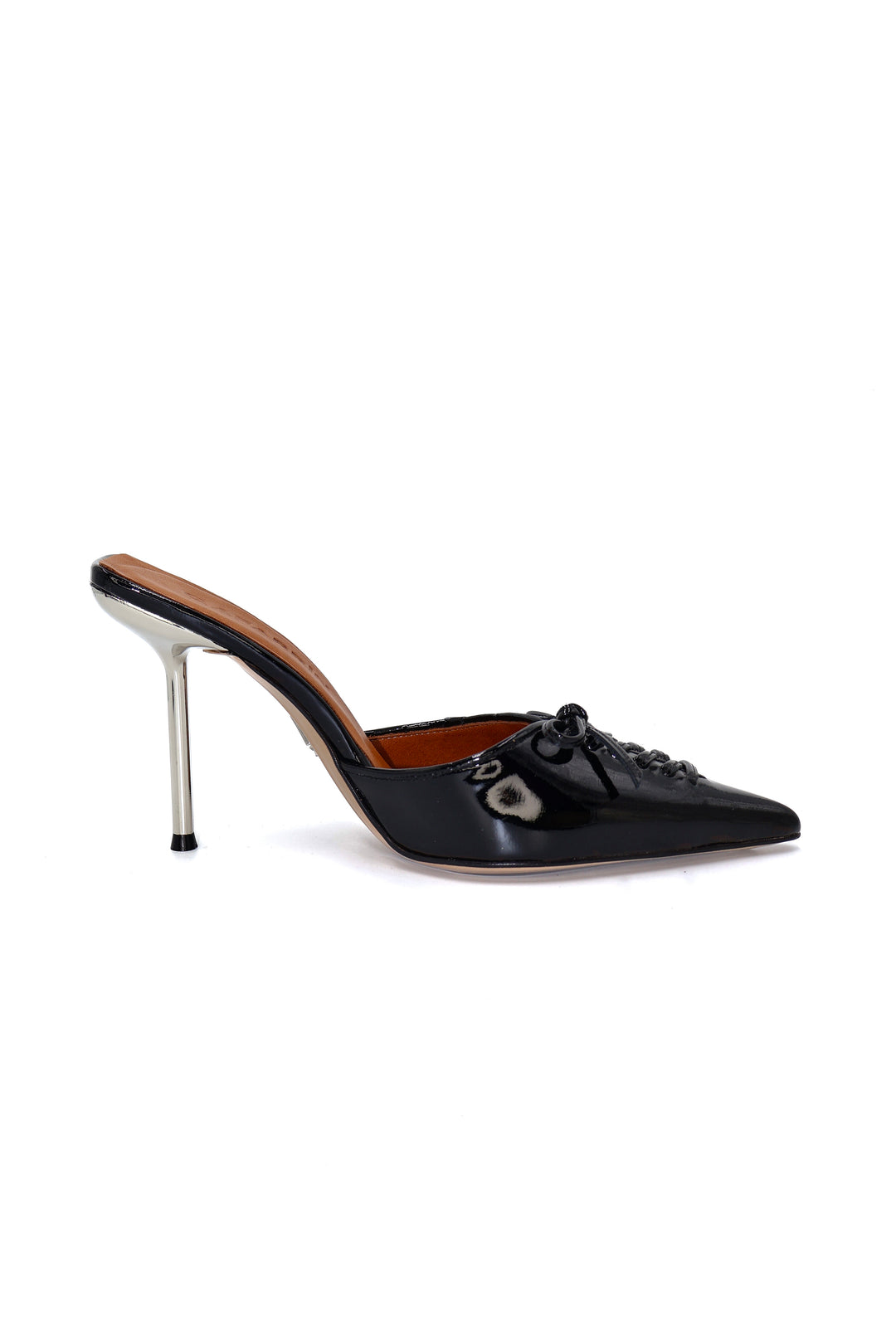 Qafarrin VIOLA BLACK – Genuine Calf Leather Patent Leather Mule Stiletto