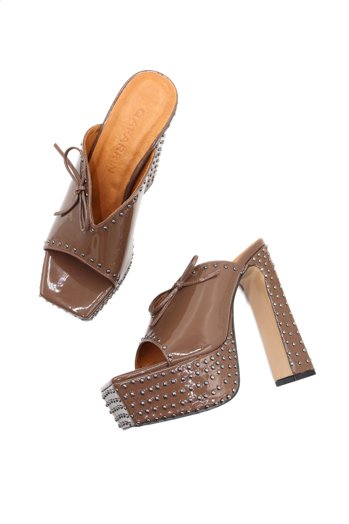 Qafarrin DOMINA CHOCOLATE – Hakiki Dana Rugan Deri Platform Mule