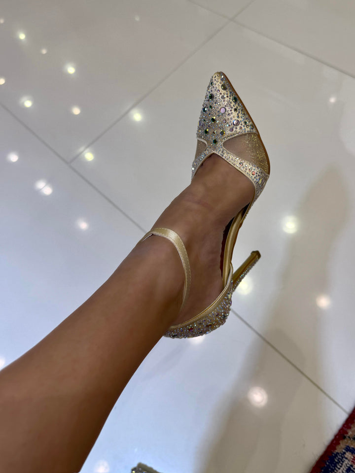 Odessa Gold Taş İşlemeli Topuklu Ayakkabı