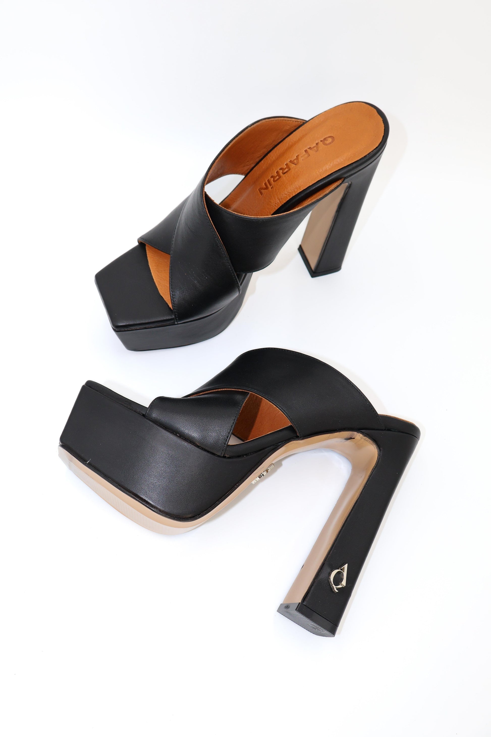 Qafarrin ALBARELLA NOIR – Black Matte Genuine Calfskin Platform Mule