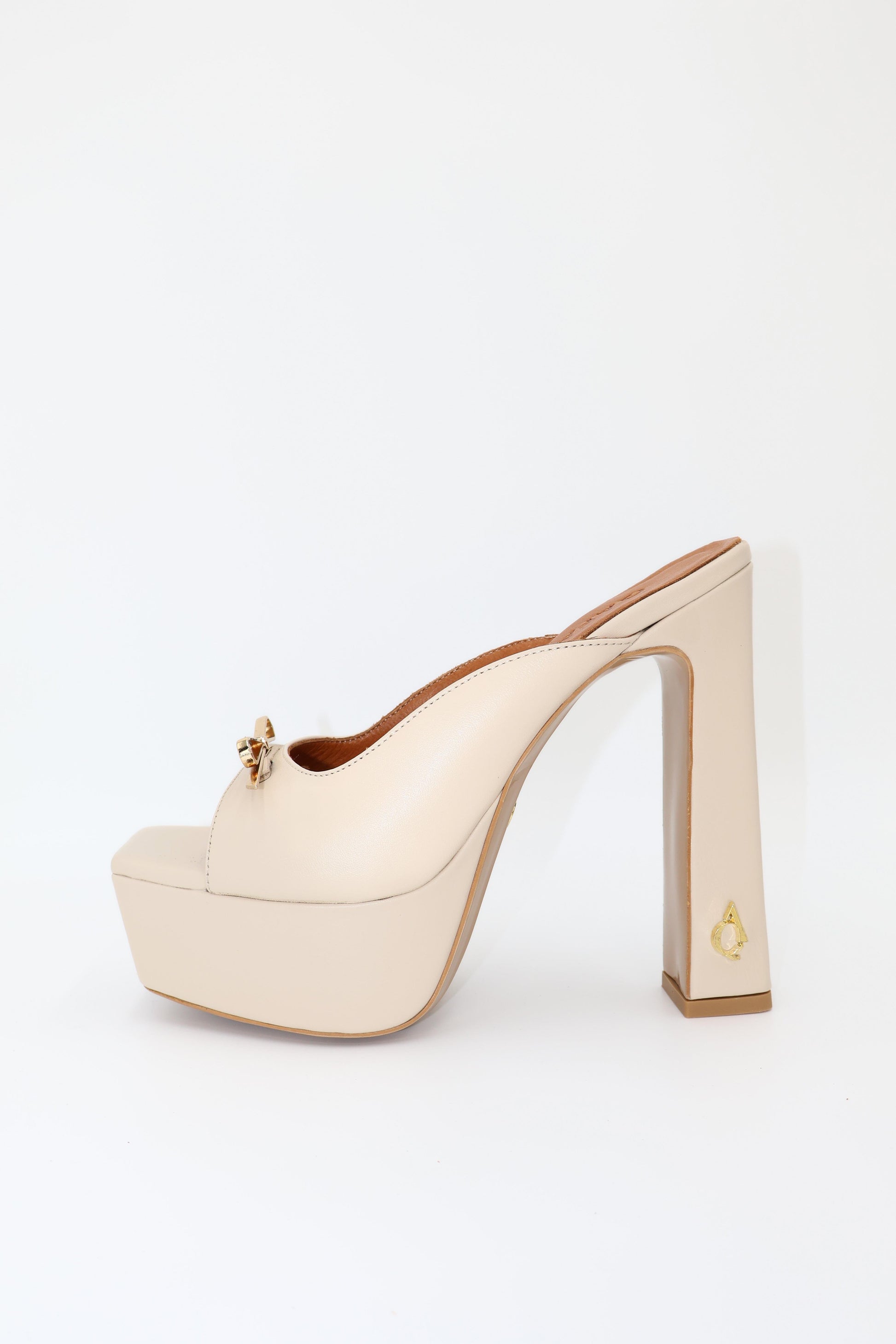 Qafarrin ALVÉA – Beige Genuine Calf Leather Platform Mule