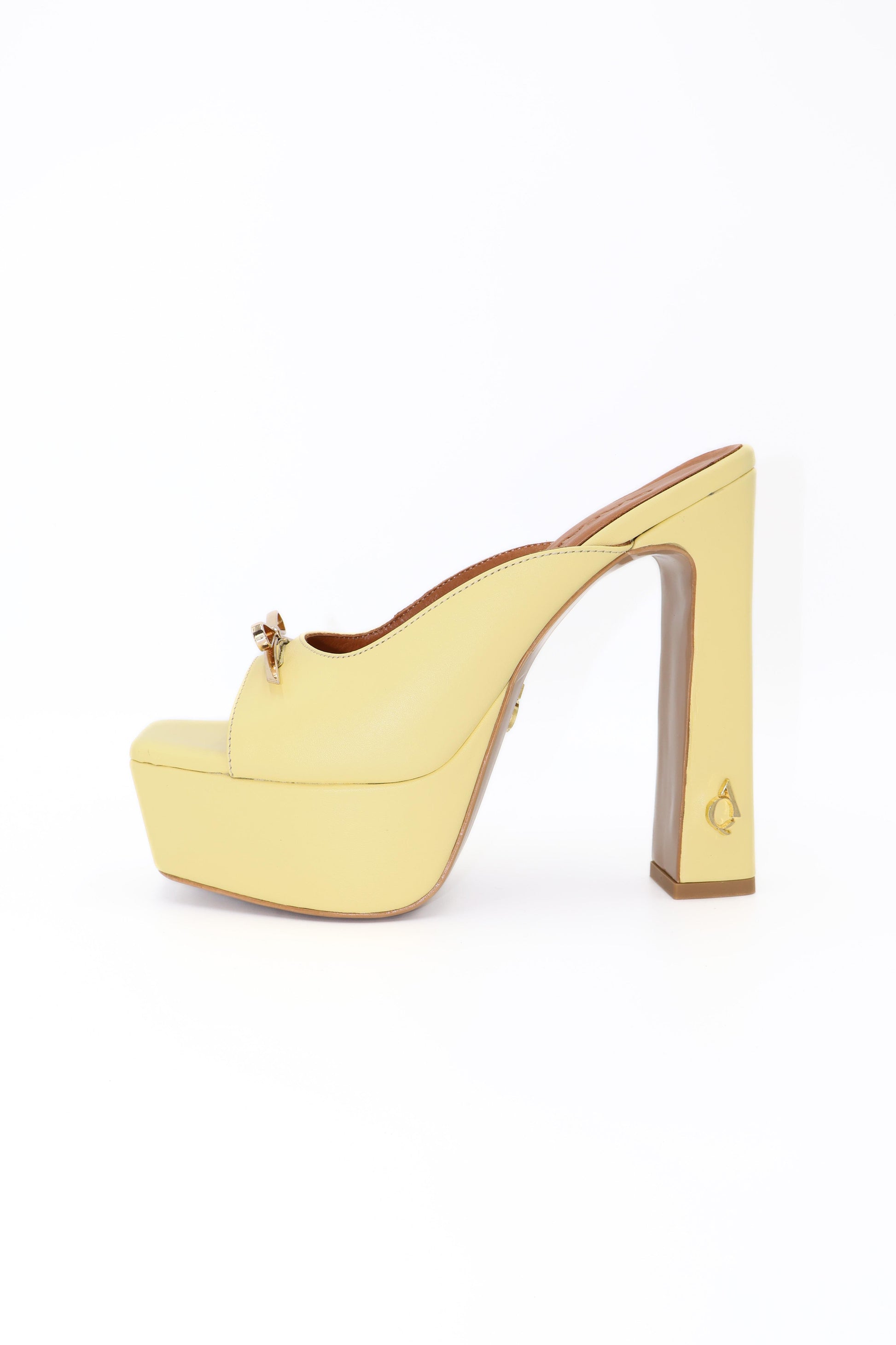 Qafarrin ALVÉA – Pastel Yellow Genuine Calf Leather Platform Mule
