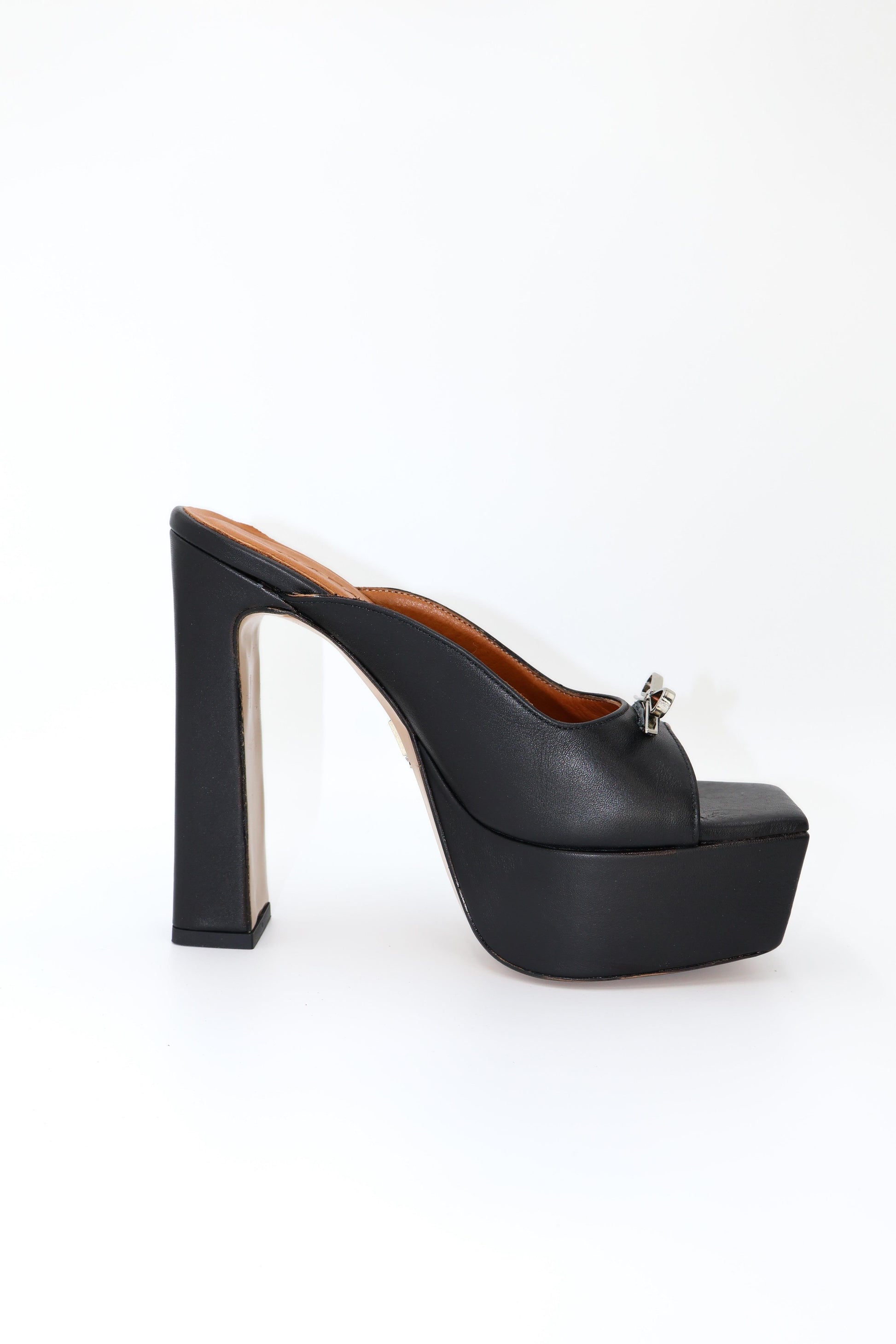 Qafarrin ALVÉA – Black Matte Genuine Calf Leather Platform Mule