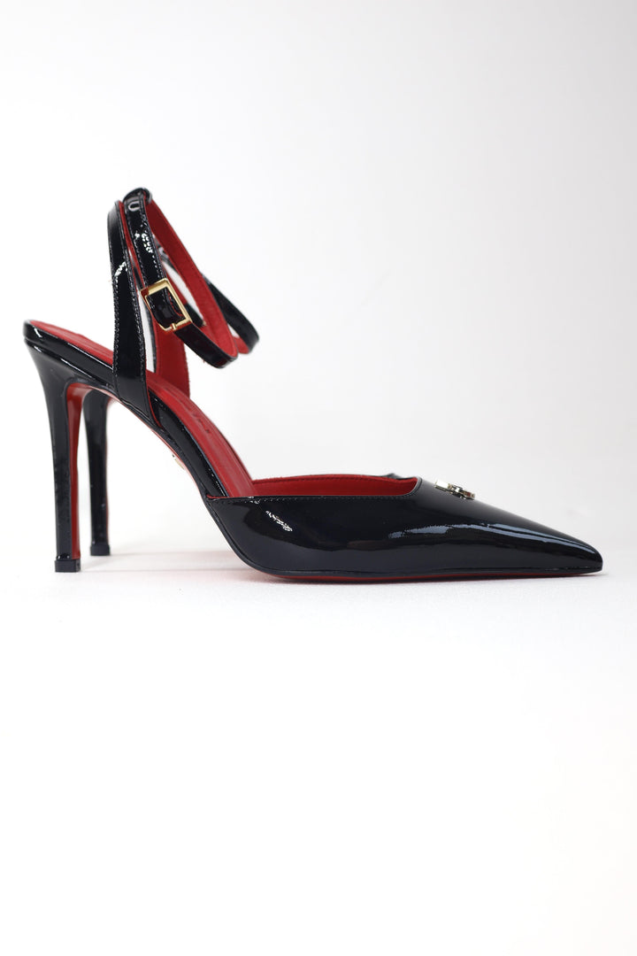 Qafarrin AMBRÉA NOIR – Hakiki Dana Deri Slingback Stiletto