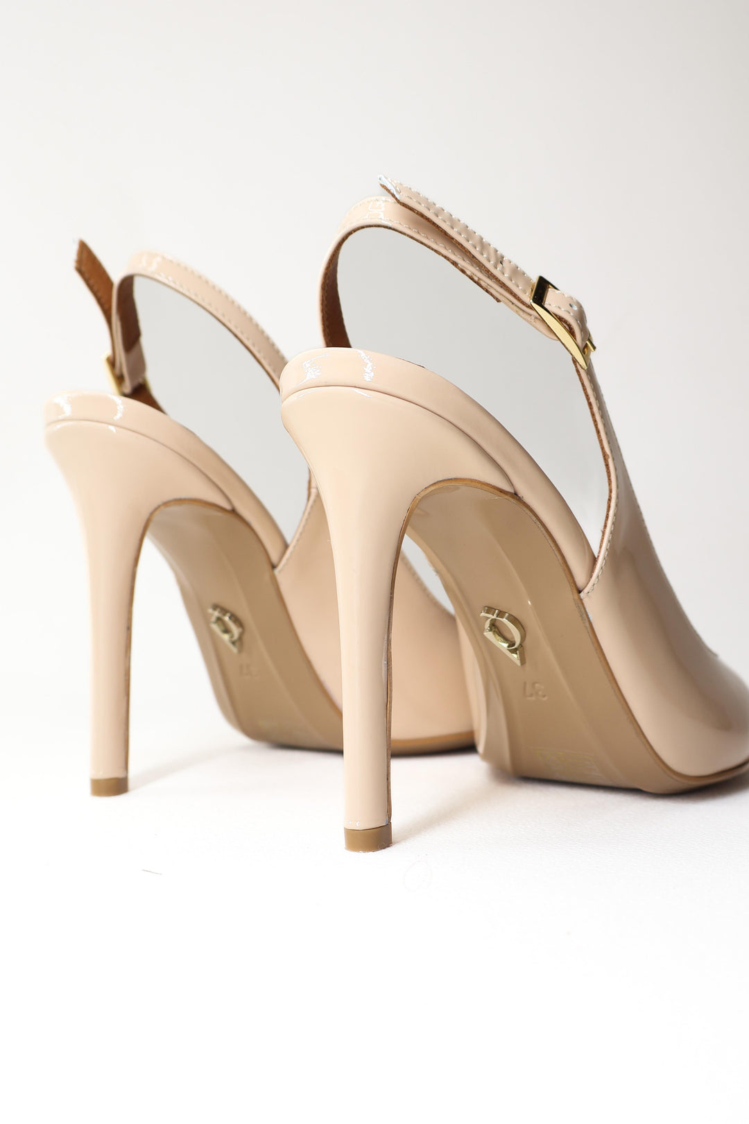 Qafarrin BEIGE ÉCLAT – Hakiki Dana Deri Slingback Stiletto