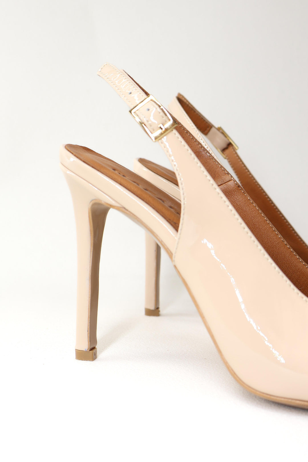 Qafarrin BEIGE ÉCLAT – Hakiki Dana Deri Slingback Stiletto