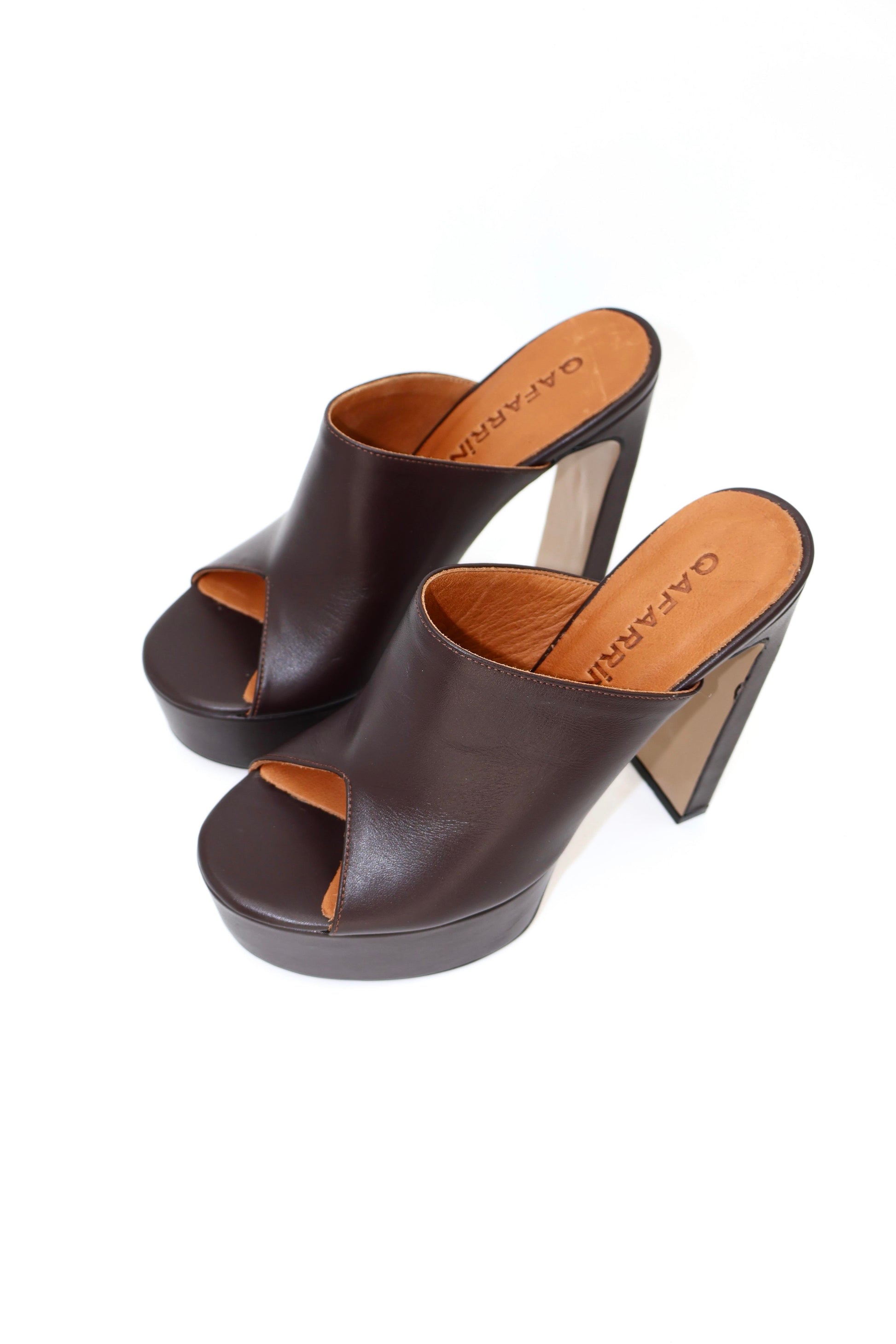 Qafarrin BELLVANA – Dark Brown Genuine Leather Platform Mule
