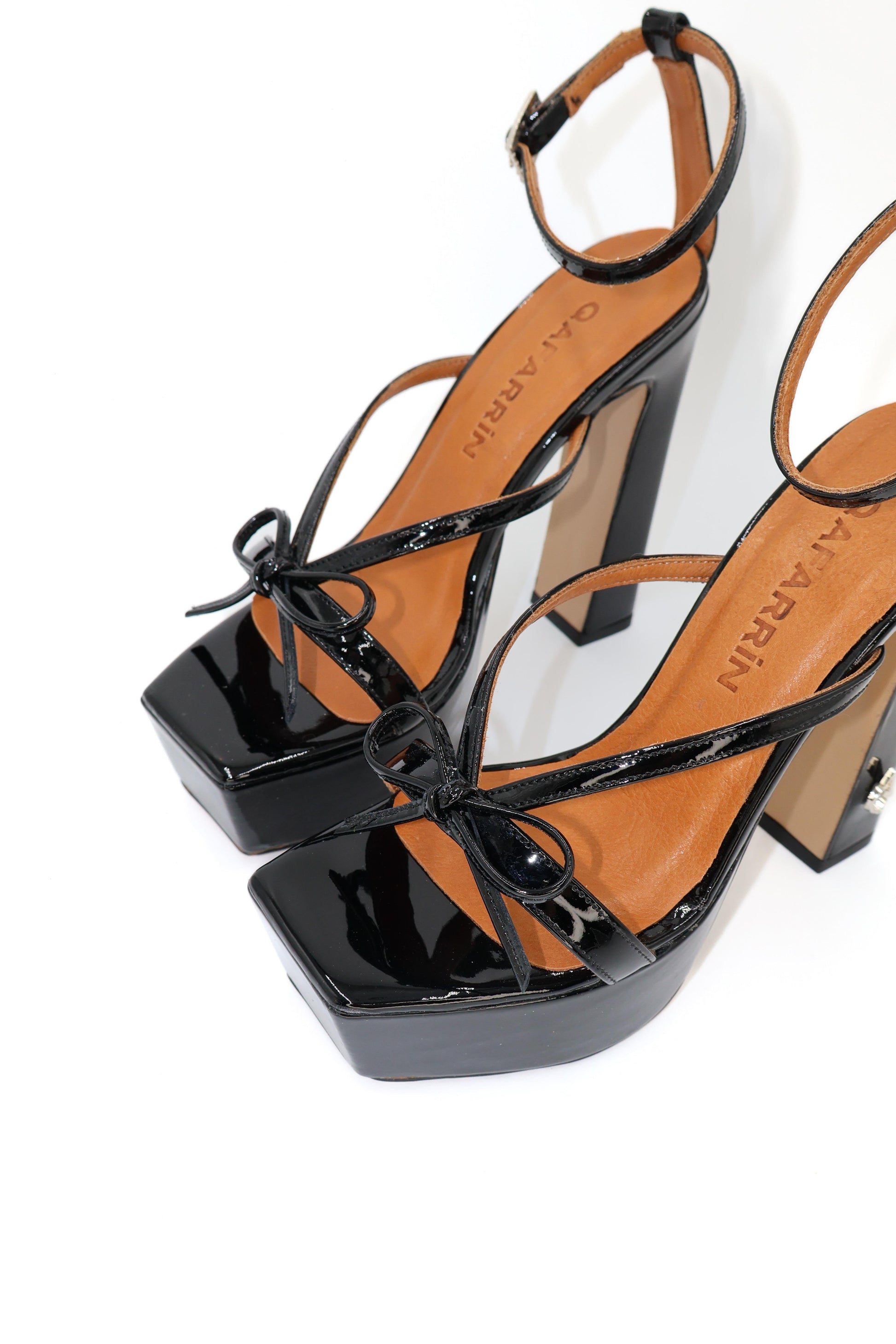 Qafarrin CELÉSTE NOIR – Black Patent Leather Genuine Calfskin Platform Sandals