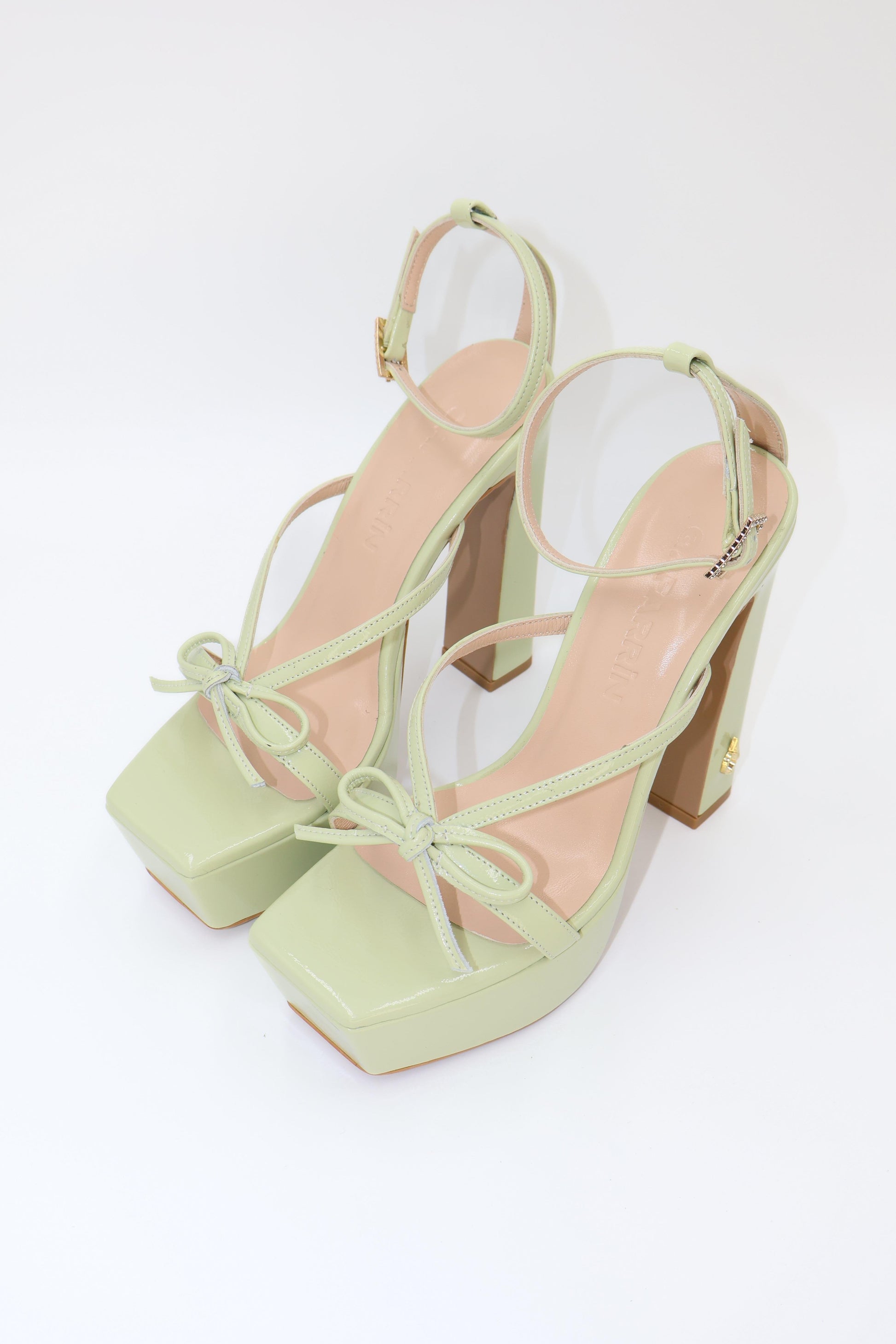 Qafarrin CELÉSTE – Pastel Green Genuine Calf Leather Platform Heel Sandals
