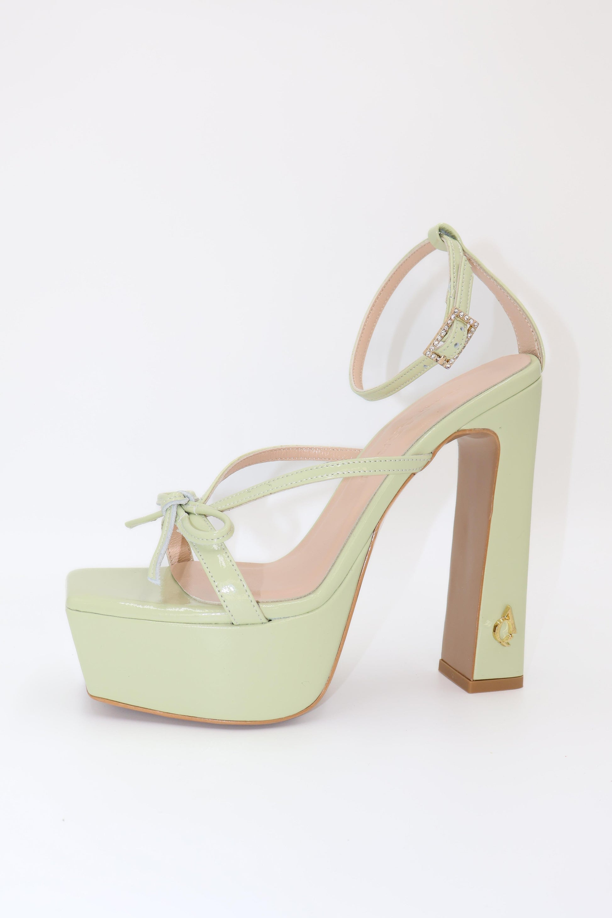 Qafarrin CELÉSTE – Pastel Green Genuine Calf Leather Platform Heel Sandals